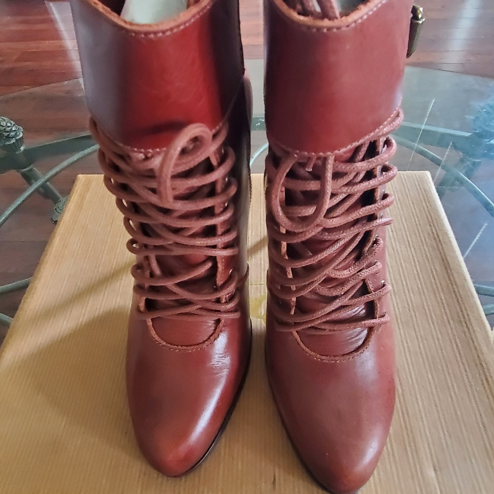Joie Rust Leather Boots